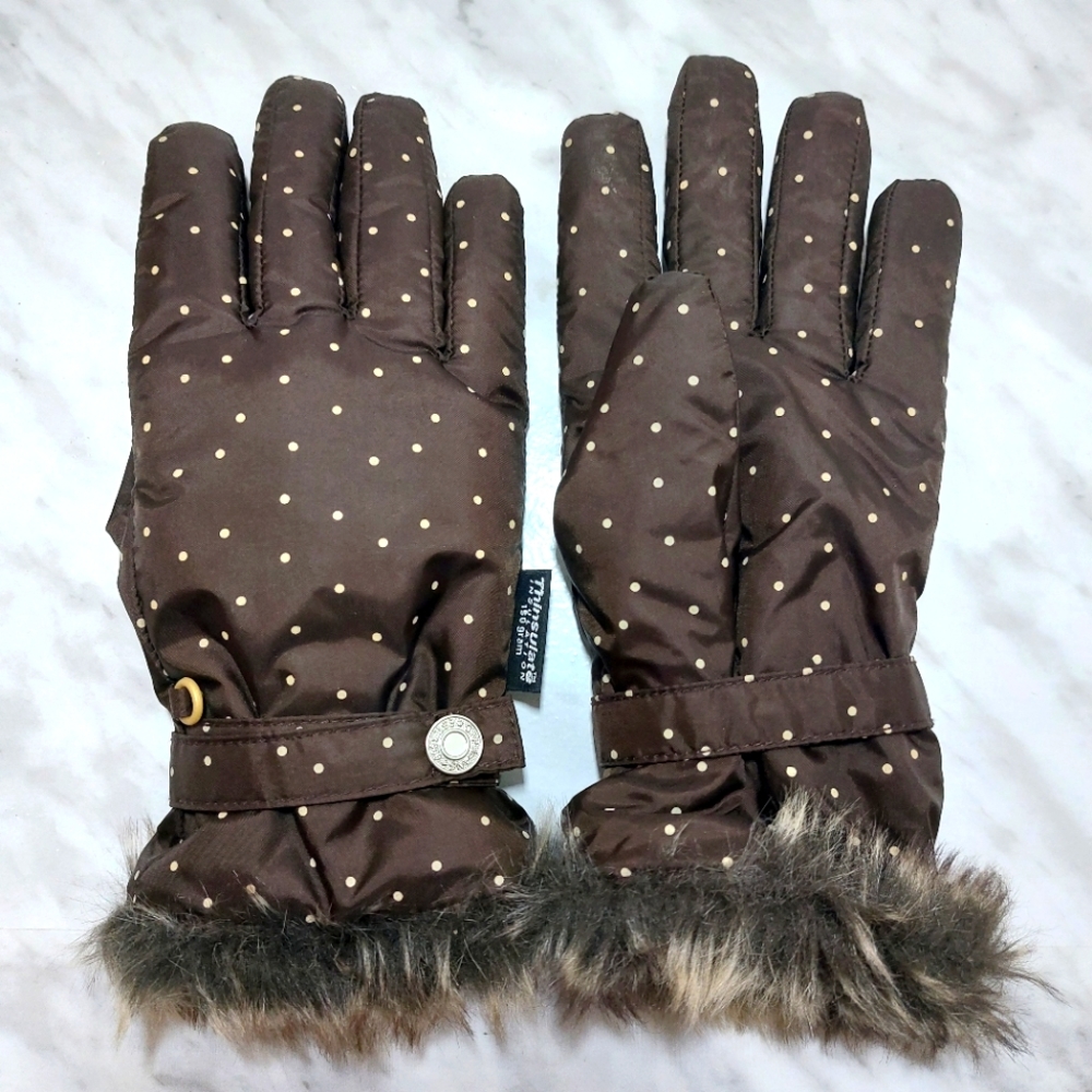 ❄️ GAP Girls' 150g Insulated Gloves  Brown and Purple - Great Condition ❄️